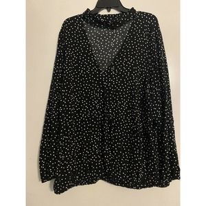 Torrid Size 4 Black Polka Dot Chocker Faux Wrap Rayon Blouse Top Shirt